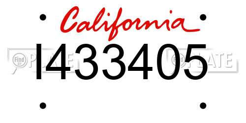 I433405 California License Plate