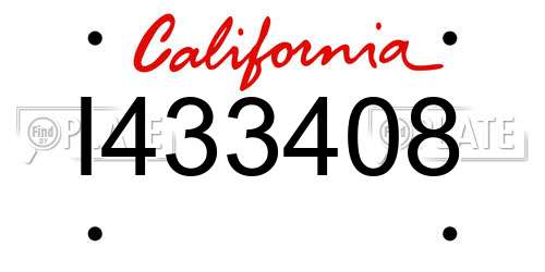 I433408 California License Plate