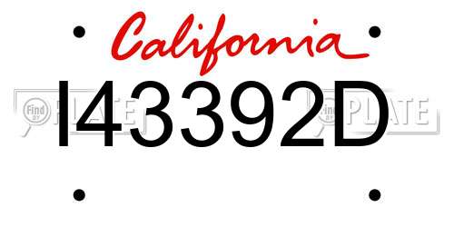 I43392D California License Plate