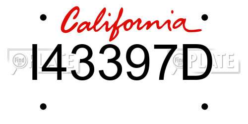 I43397D California License Plate