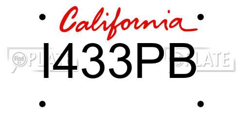 I433PB California License Plate