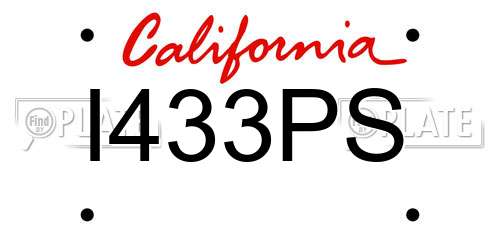 I433PS California License Plate