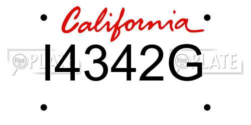 I4342G California License Plate