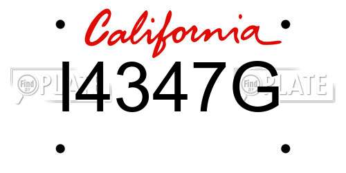 I4347G California License Plate