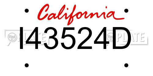 I43524D California License Plate