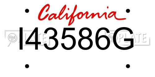 I43586G California License Plate