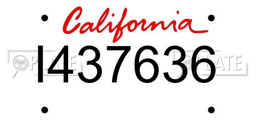 I437636 California License Plate