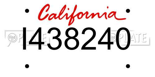I438240 California License Plate