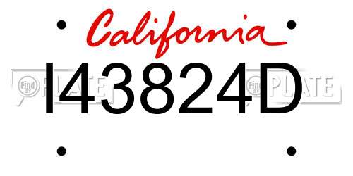 I43824D California License Plate