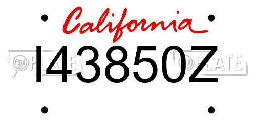 I43850Z California License Plate