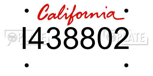 I438802 California License Plate