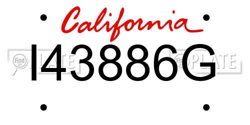 I43886G California License Plate