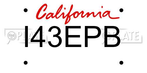 I43EPB California License Plate