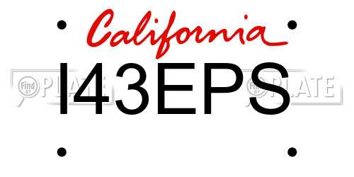 I43EPS California License Plate