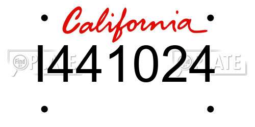 I441024 California License Plate