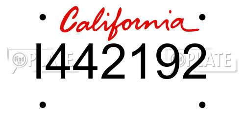 I442192 California License Plate