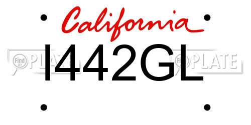 I442GL California License Plate