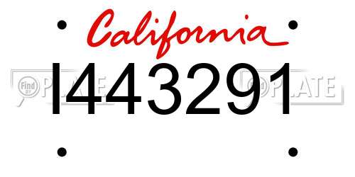 I443291 California License Plate