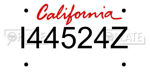 I44524Z California License Plate