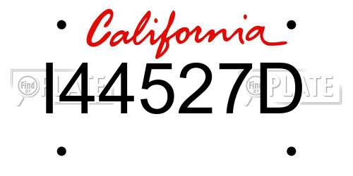 I44527D California License Plate