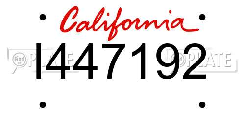 I447192 California License Plate