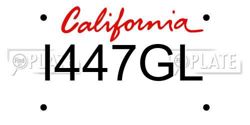 I447GL California License Plate