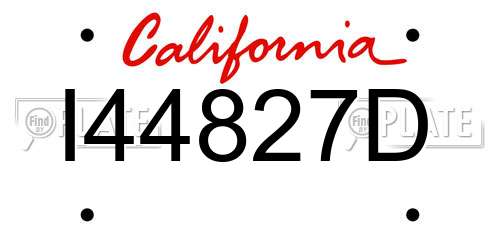 I44827D California License Plate