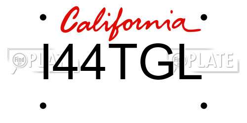 I44TGL California License Plate