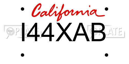 I44XAB California License Plate