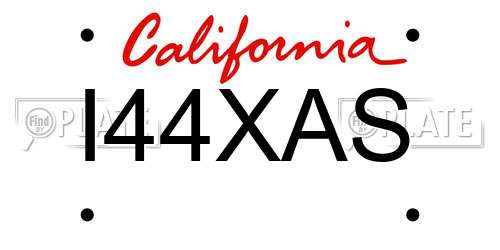 I44XAS California License Plate