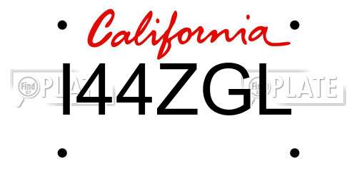 I44ZGL California License Plate