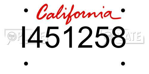 I451258 California License Plate
