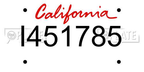 I451785 California License Plate
