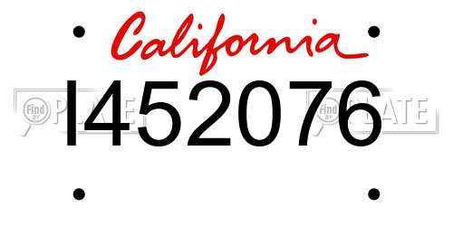 I452076 California License Plate