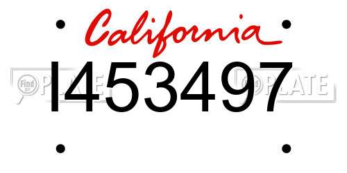 I453497 California License Plate