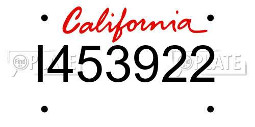 I453922 California License Plate