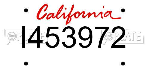 I453972 California License Plate