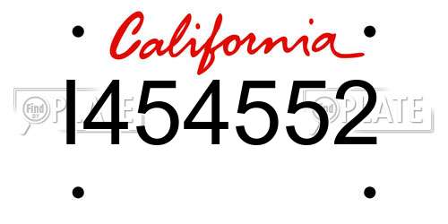 I454552 California License Plate
