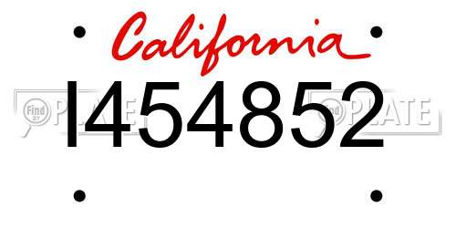 I454852 California License Plate