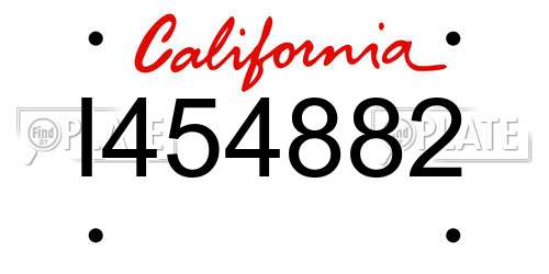 I454882 California License Plate