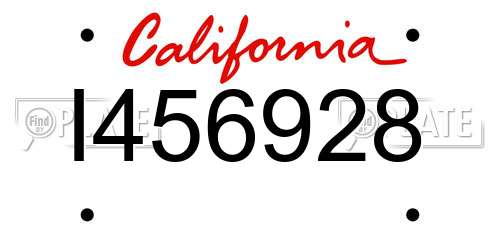 I456928 California License Plate