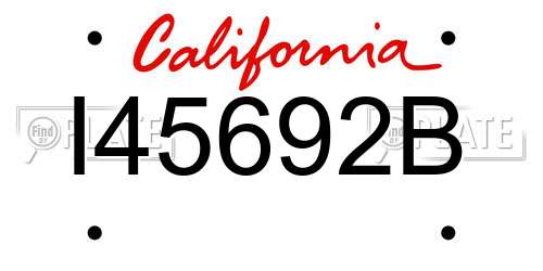 I45692B California License Plate