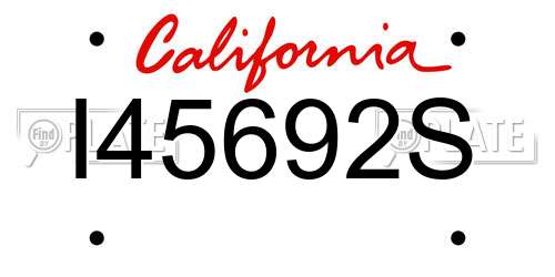 I45692S California License Plate