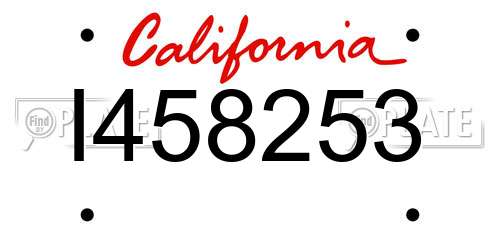 I458253 California License Plate