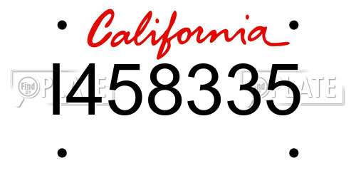 I458335 California License Plate