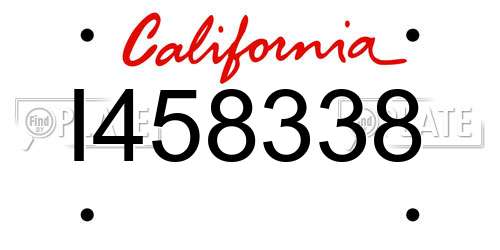 I458338 California License Plate