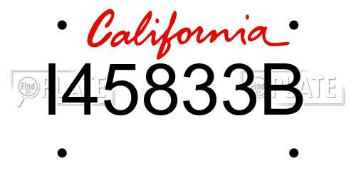 I45833B California License Plate