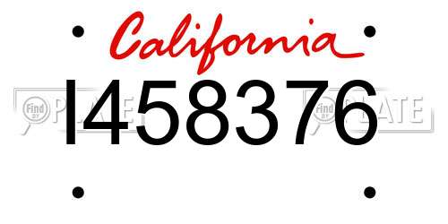 I458376 California License Plate