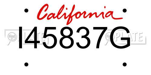 I45837G California License Plate