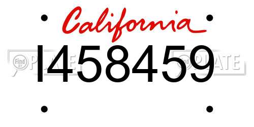 I458459 California License Plate